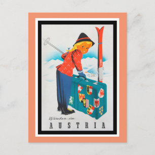 Carte Postale L'hiver en Autriche Poster Vintage voyage
