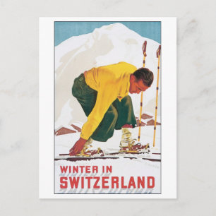 Carte Postale L'hiver en Suisse Poster Vintage voyage