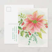 Carte Postale L'hiver fleurit poinsettia de floraison rose de | (Devant / Derrière)