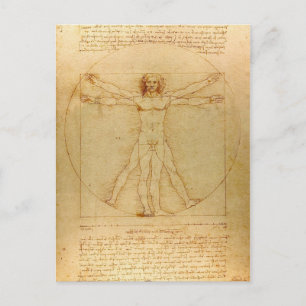 Carte Postale L'Homme de Vitruve de Léonard de Vinci