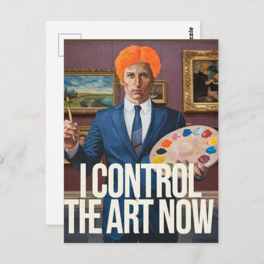 Carte Postale L'homme des cheveux orange contrôle l'art dans un (Devant / Derrière)