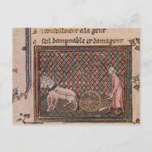 Carte Postale L'homme obligé de travailler pour vivre