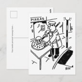 Carte Postale L'homme sucette découpe une pizza (Devant / Derrière)