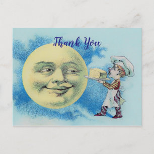 Carte Postale L'homme victorien dans la lune avec le chef Merci