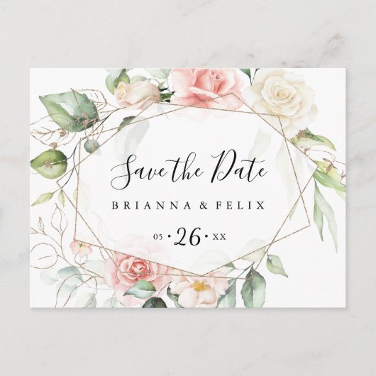 Carte Postale Liage géométrique en or horizontal Enregistrer la  (Devant)