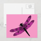 Carte Postale Libellule à ailes roses (Devant / Derrière)