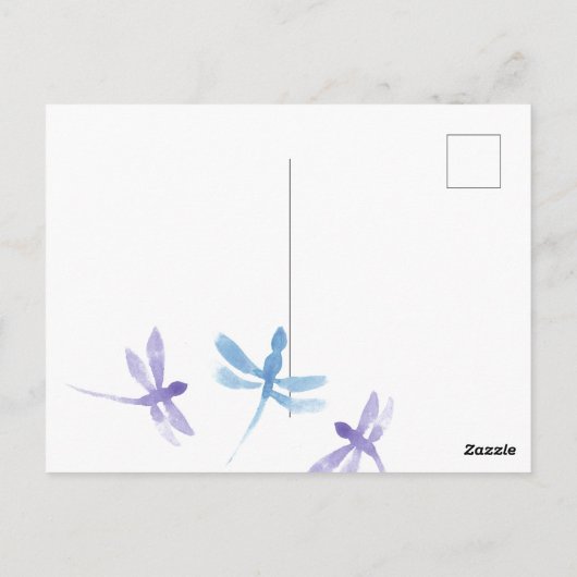 Carte Postale Libellule Aquarelle Fête d'anniversaire Violet Noi (Dos)