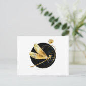 Carte Postale libellule d'or en cercle noir (Debout devant)