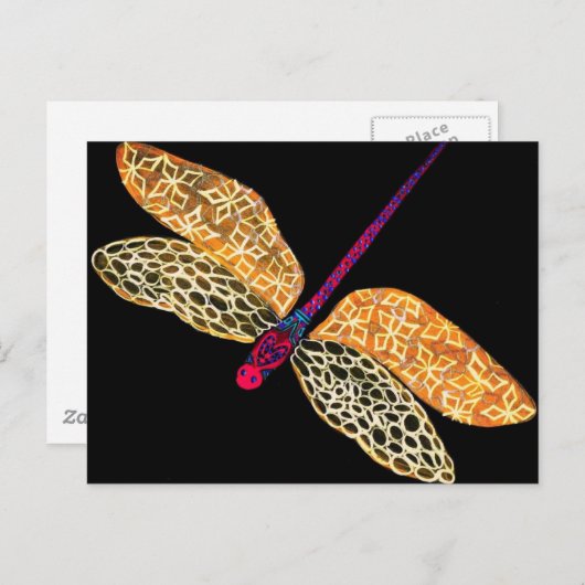 Carte Postale Libellule Dorée (Devant / Derrière)