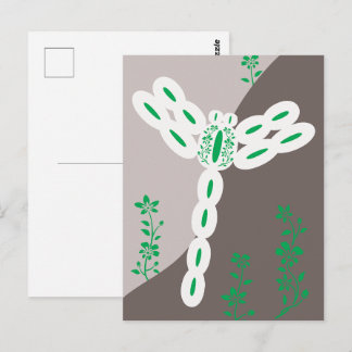 Carte Postale Libellule Florale Volante Éclaboussure de Couleur
