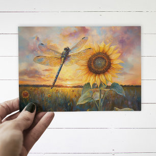 Carte Postale Libellule iridescente Soleil rustique