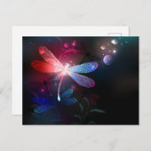 Carte Postale libellule rouge brillante (Devant / Derrière)