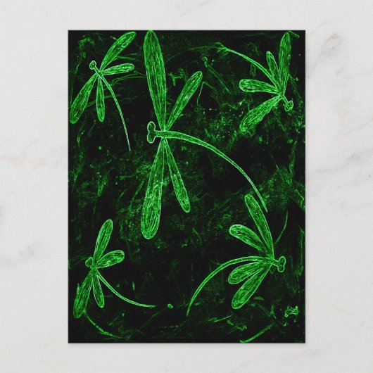 Carte Postale Libellules Néon Vert (Devant)