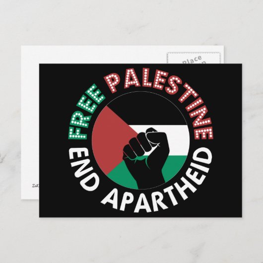 Carte Postale Libérez la Palestine mettre fin à l'apartheid Drap (Devant / Derrière)
