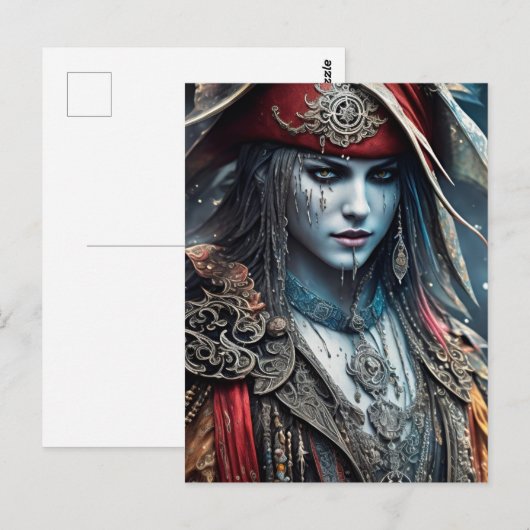 Carte Postale Libérez votre imagination avec notre fille pirate (Devant / Derrière)