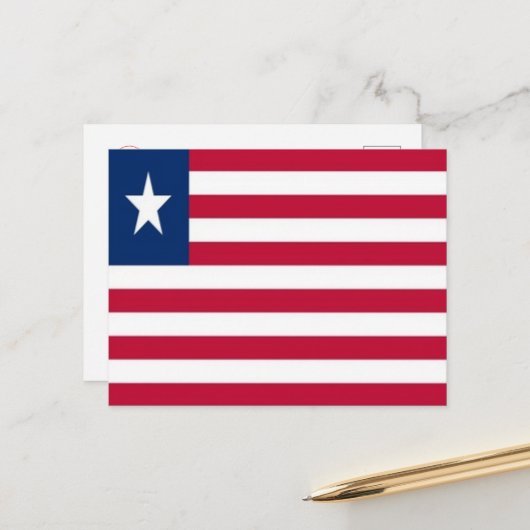 Carte Postale Libéria - Drapeau - (Devant/Arrière en situation)