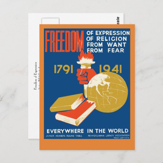 Carte Postale Liberté d'expression (Devant / Derrière)