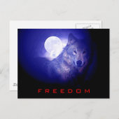 Carte Postale Liberté - Free Spirit Wolf & Moon Card (Devant / Derrière)