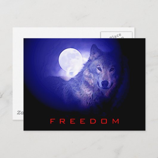 Carte Postale Liberté - Free Spirit Wolf & Moon Card (Devant / Derrière)