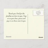 Carte Postale Liberté Verset Bible, vol d'oiseaux au coucher du  (Dos)