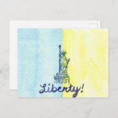 Carte Postale Liberty! Drapeau ukrainien (Devant / Derrière)