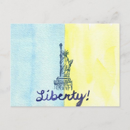 Carte Postale Liberty! Drapeau ukrainien (Devant)