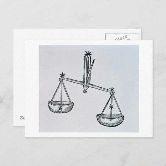 Carte Postale Libra (les Scales) une illustration de "Poeti" (Devant / Derrière)