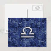 Carte Postale Libra Zodiac Connexion Camouflage numérique bleu (Devant / Derrière)
