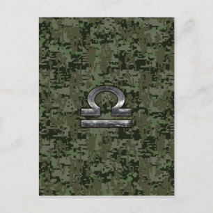 Carte Postale Libra Zodiac Connexion Woodland Green camo numériq