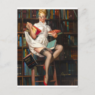 Carte Postale Librarian Pin Up