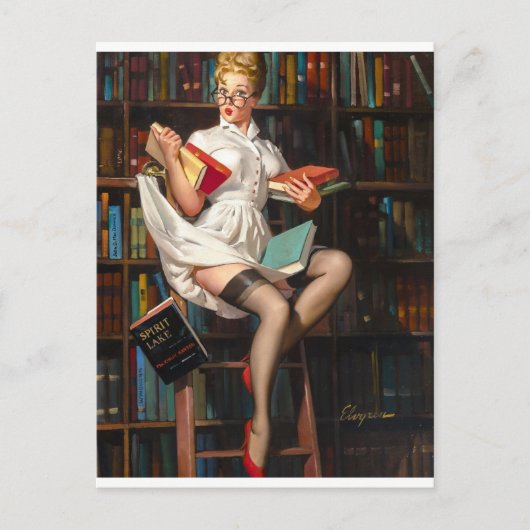 Carte Postale Librarian Pin Up (Devant)