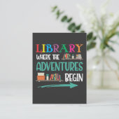 Carte Postale Library Adventure Librarian Book Reader Bookworm (Debout devant)