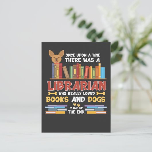 Carte Postale Library Dog and Book lovers Librarian Reader (Debout devant)