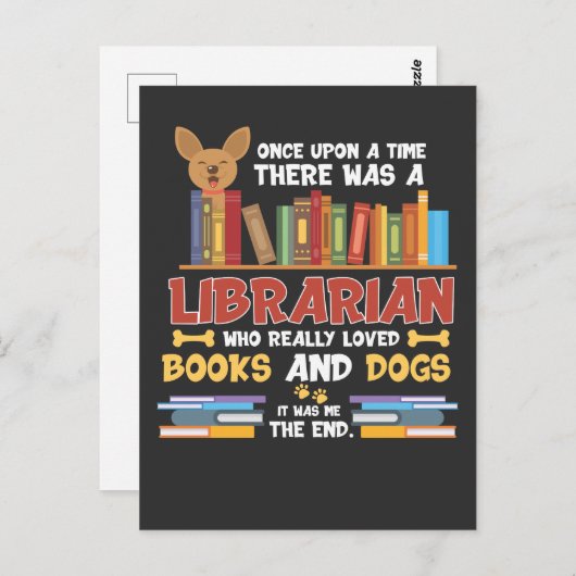 Carte Postale Library Dog and Book lovers Librarian Reader (Devant / Derrière)