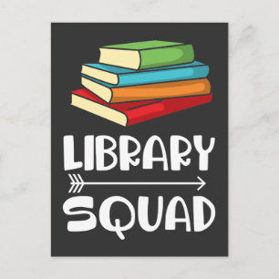 Carte Postale Library Squad - Amateurs de livres Lecteur bibliot