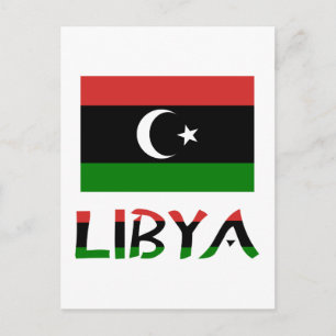 Carte Postale Libye et drapeau libyen