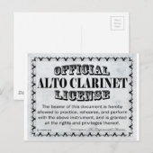 Carte Postale Licence Alto Clarinet (Devant / Derrière)