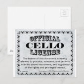 Carte Postale Licence Cello (Devant / Derrière)