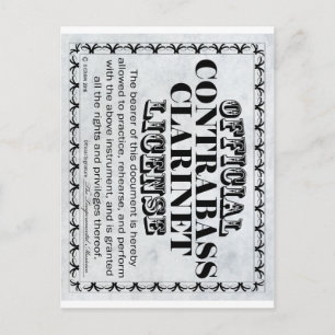 Carte Postale Licence Clarinet Contrabass