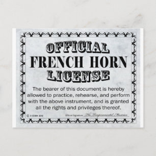 Carte Postale Licence de la Corne française