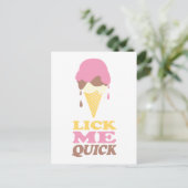 Carte Postale Lick me rapide crème glacée rose blanc citation (Debout devant)
