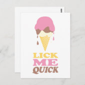 Carte Postale Lick me rapide crème glacée rose blanc citation (Devant / Derrière)
