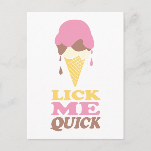 Carte Postale Lick me rapide crème glacée rose blanc citation (Devant)