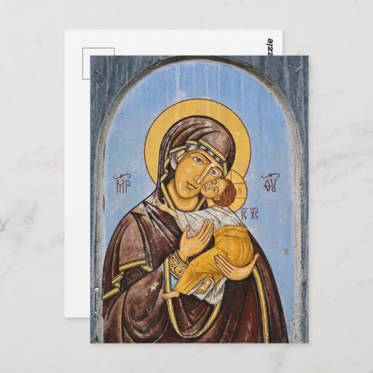 Carte Postale L'icône de la Théotokos et de l'Enfant Jésus (Devant / Derrière)