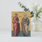 Carte Postale L'icône des apôtres Barthélemy et Barnabé (Debout devant)