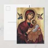Carte Postale L'icône orthodoxe Theotokos et le Christ Enfant (Devant / Derrière)