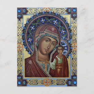 Carte Postale L'icône Theotokos et l'icône du Christ enfant