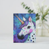 Carte Postale Licorne adorable à pois (Debout devant)