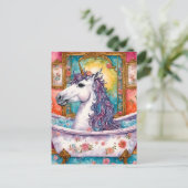 Carte Postale Licorne adorable dans le bain (Debout devant)