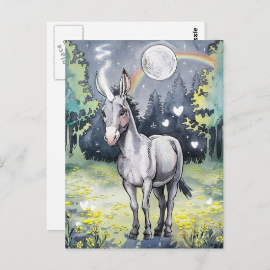 Carte Postale Licorne Âne (Devant / Derrière)